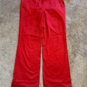 Loft - Cotton Red Wide-Leg Pants